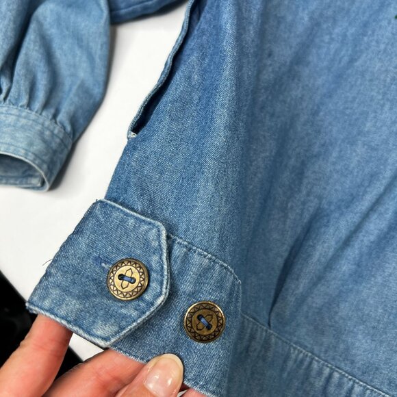 Vintage Denim Zip Up with Lady Appliqué CC Sportswear 80s Pin-Up 50s Retro Large - Picture 10 of 15